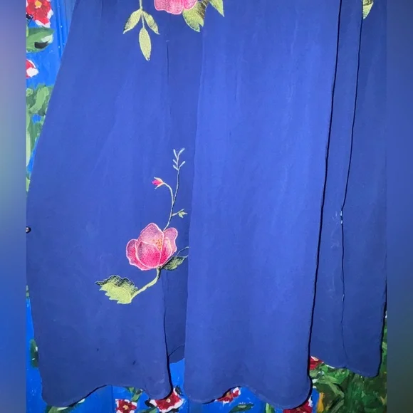 ASOS Floral Embroidered Blue Dress - Picture 4 of 7